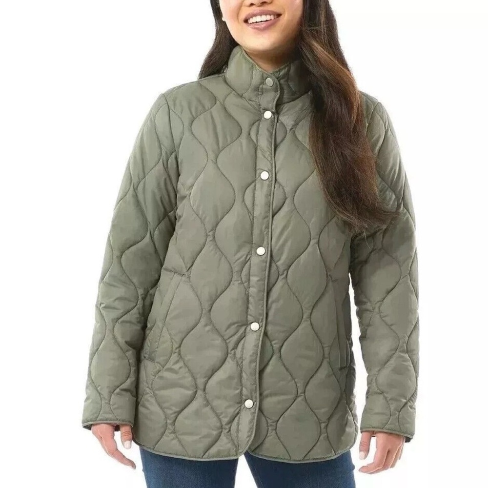 32 Degrees Heat Womens Tea Leaf Khaki Olive Green Quilted Jacket Size S